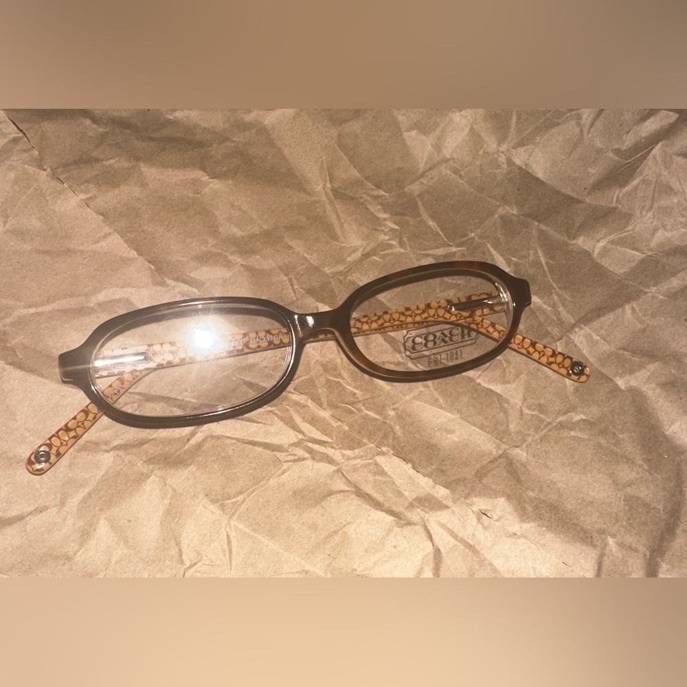Coach Logo Shaped Tortoise Shell Style Non-Prescription Eyeglasses